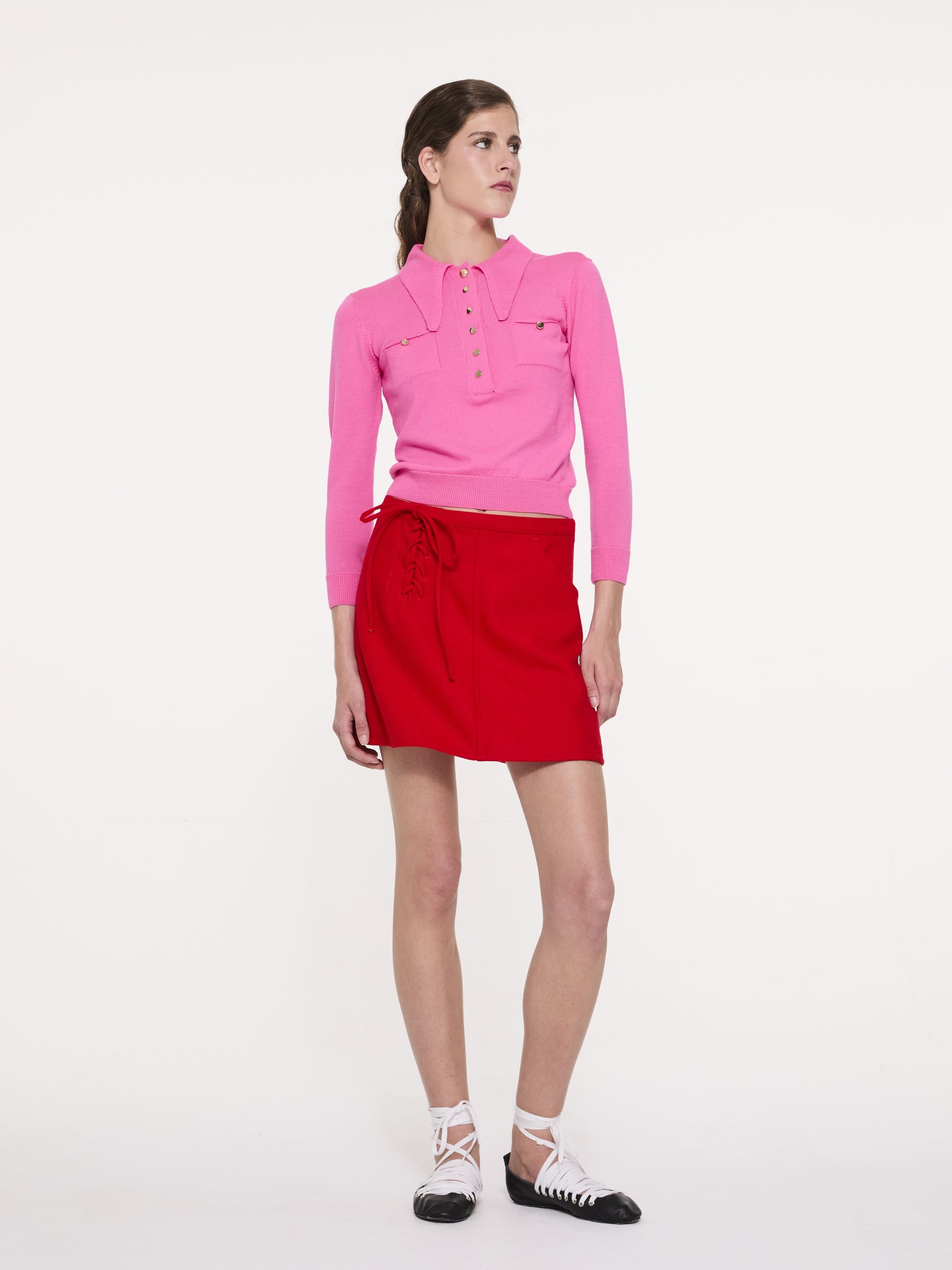 SAMMY Fine Weight Polo Top - Neon Pink