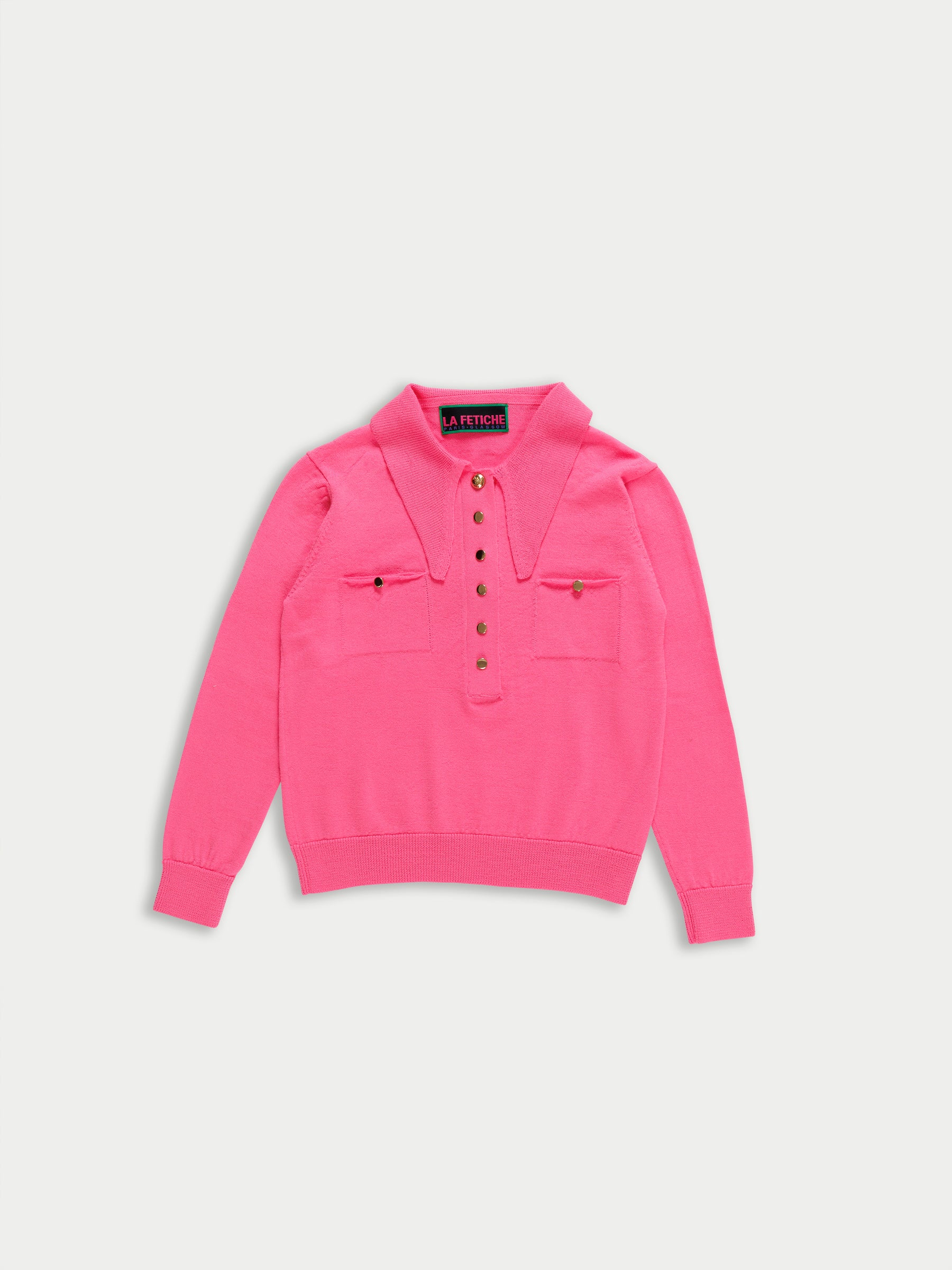 SAMMY Fine Weight Polo Top - Neon Pink