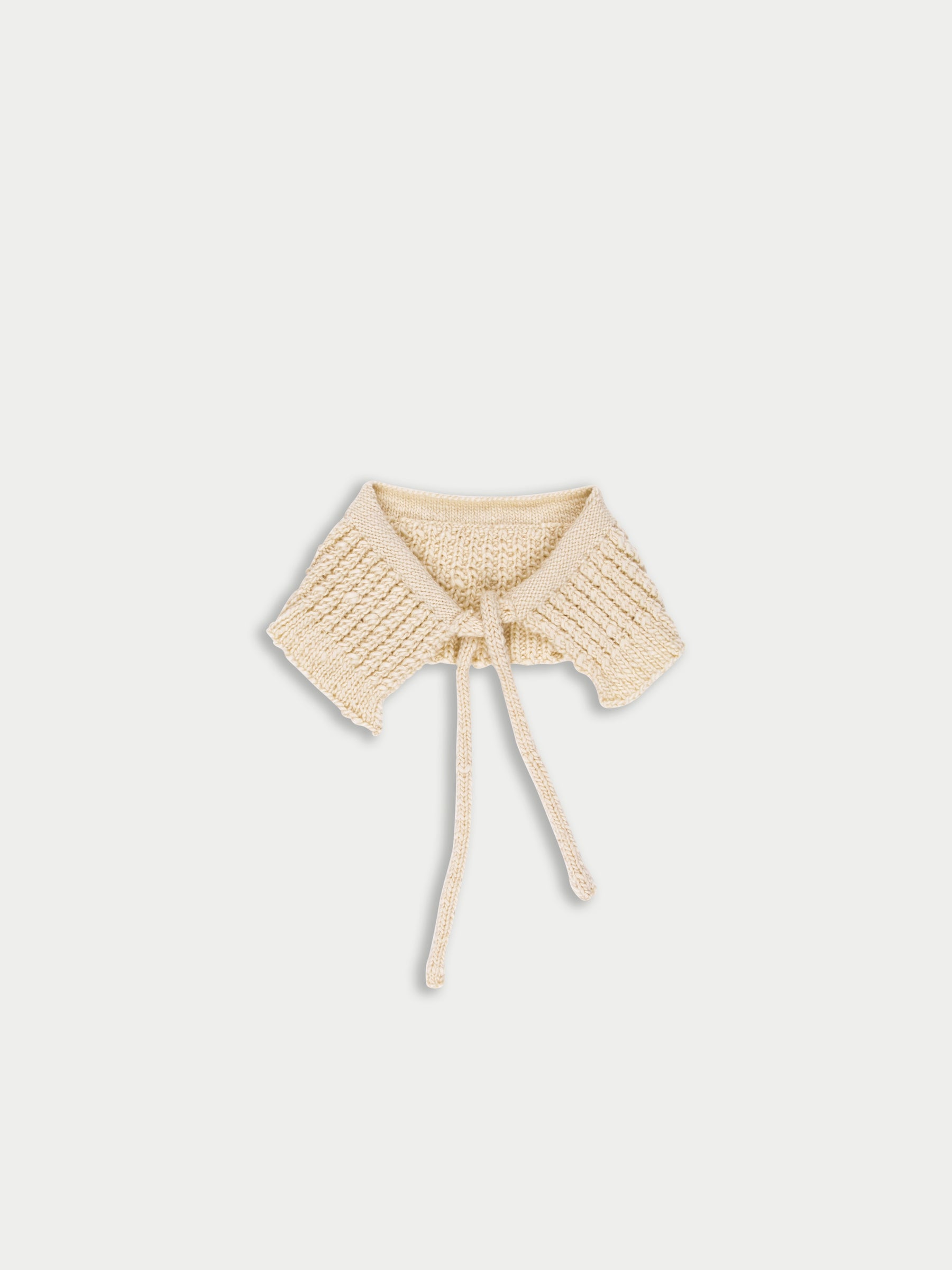 GALA hand Knitted Cable And Ribbed Collar Accessory With Neck Ties - Ecru