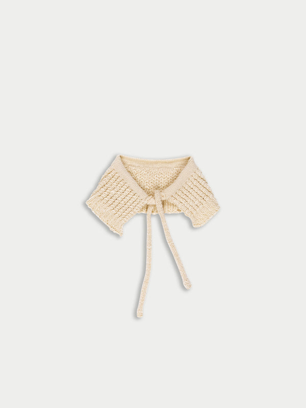 GALA hand Knitted Cable And Ribbed Collar Accessory With Neck Ties - Ecru