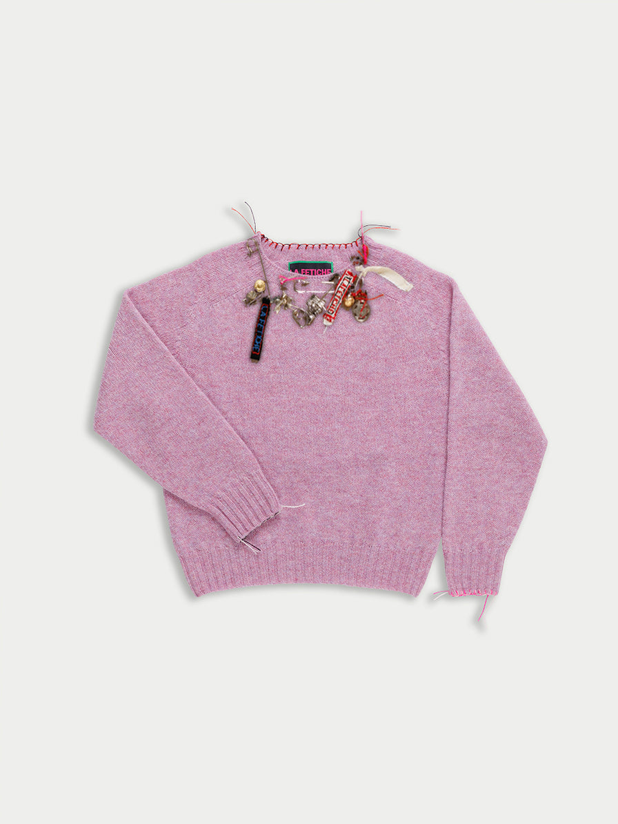 AMY Embellished Crew Neck Sweater - Lilac