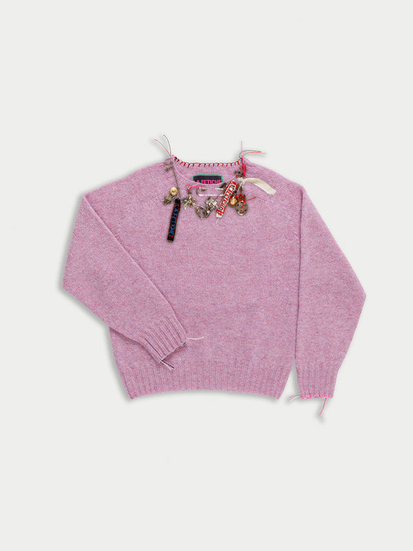 AMY Embellished Crew Neck Sweater - Lilac