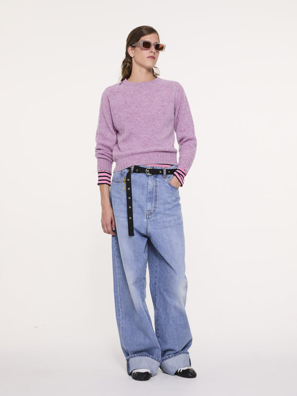 AMY Embellished Crew Neck Sweater - Lilac