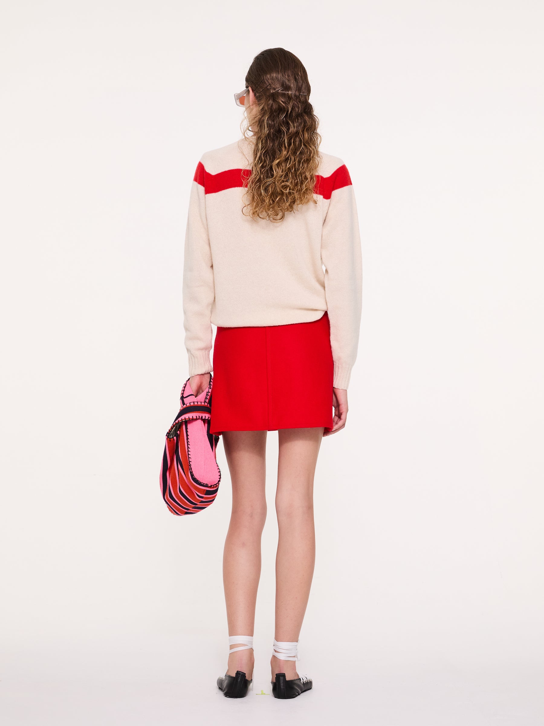 OSSIE Traditional Seam Free Sweater - Ecru / Red