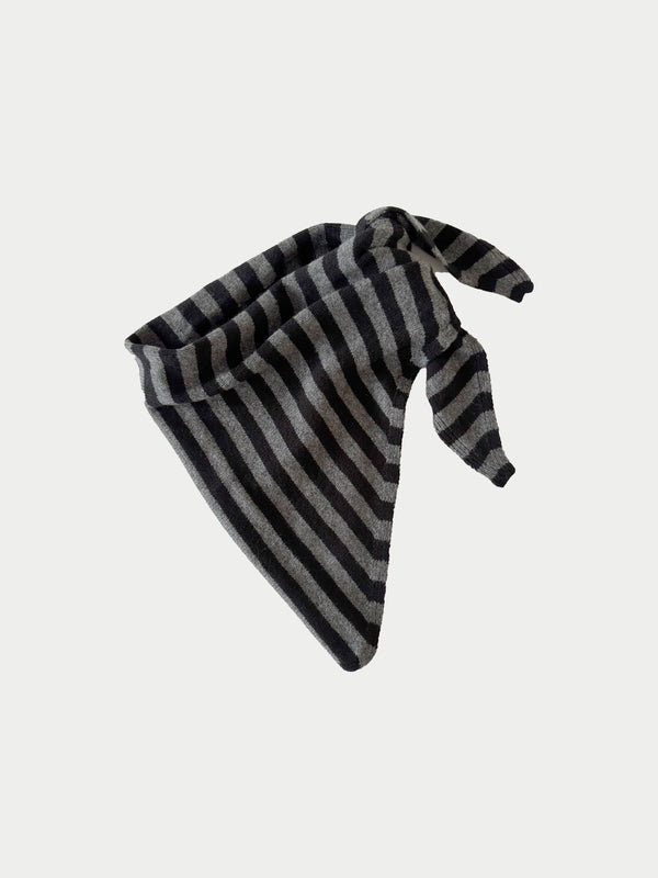 LIVA X Striped Triangle Scarf - Grey / Black