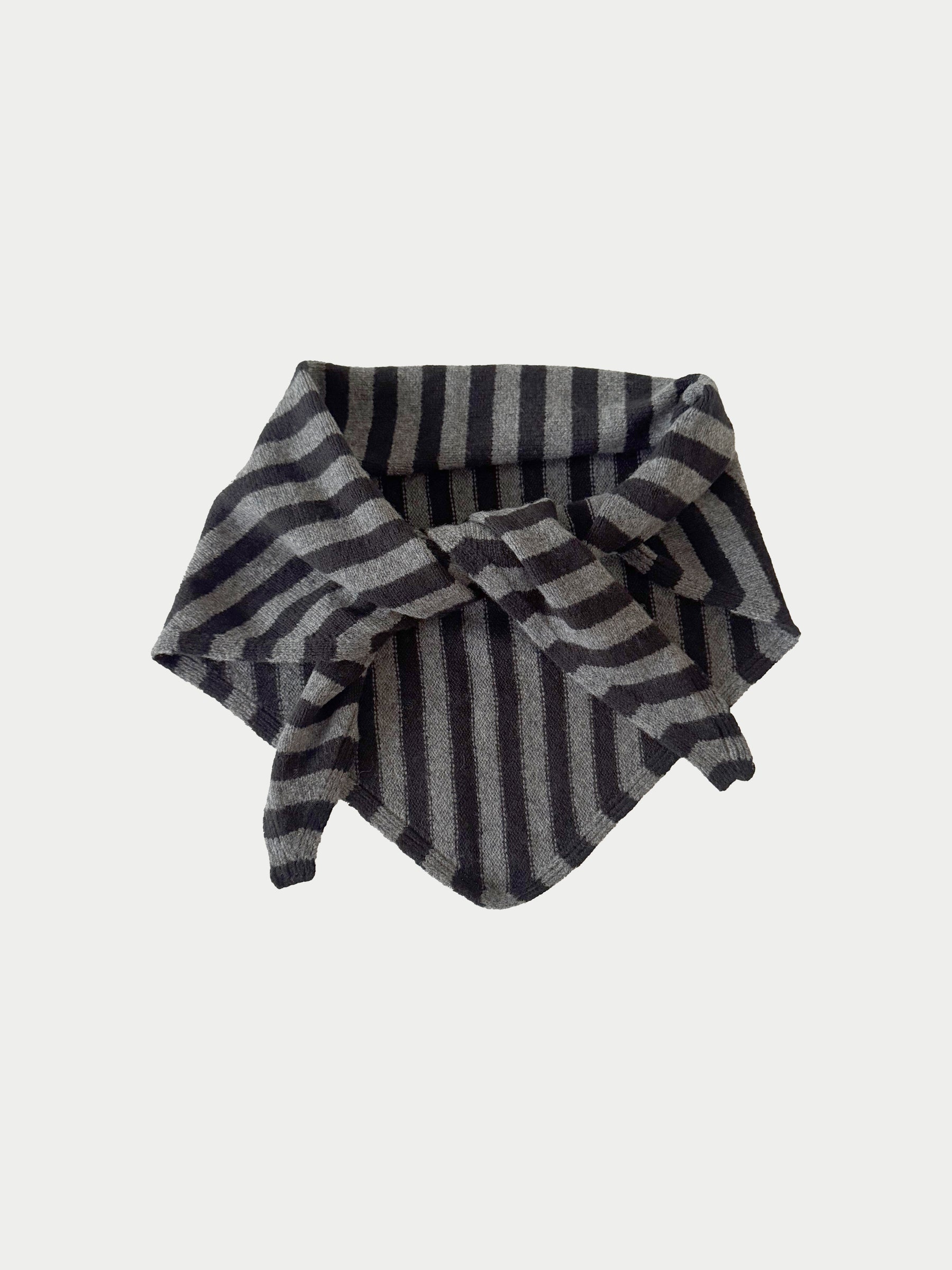 LIVA X Striped Triangle Scarf - Grey / Black