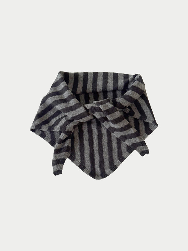LIVA X Striped Triangle Scarf - Grey / Black