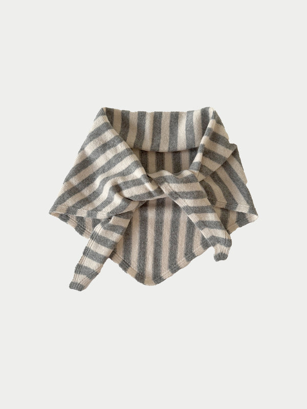 LIVA X Striped Triangle Scarf - Ecru / Grey