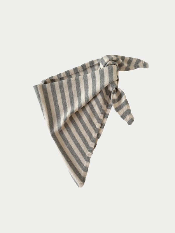 LIVA X Striped Triangle Scarf - Ecru / Grey