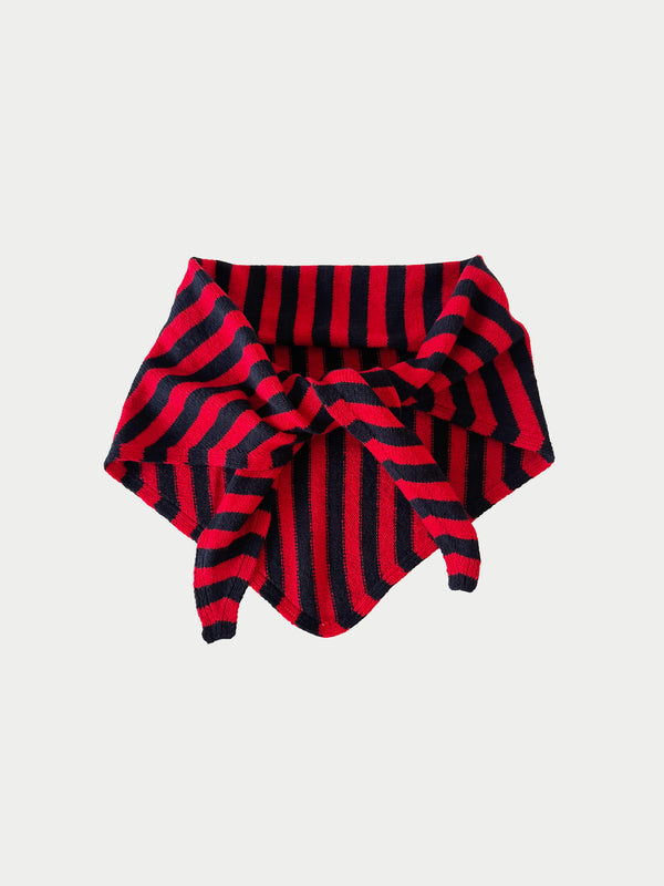 LIVA X Striped Triangle Scarf - Navy / Red