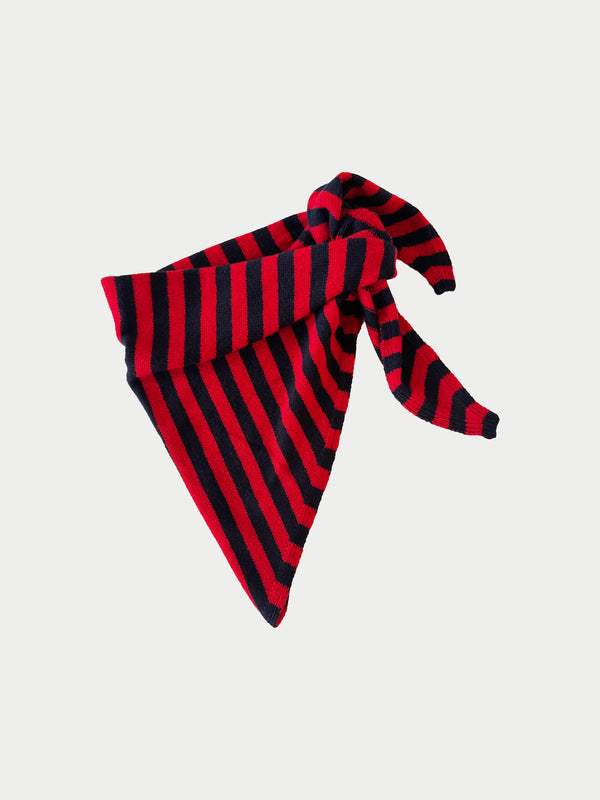 LIVA X Striped Triangle Scarf - Navy / Red