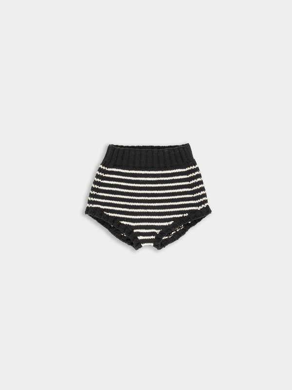 EDIE Handknitted Striped Pants - Black / White