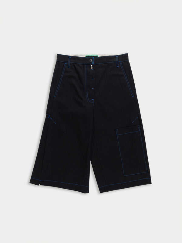 LAURA Cotton Panama Culottes - Black