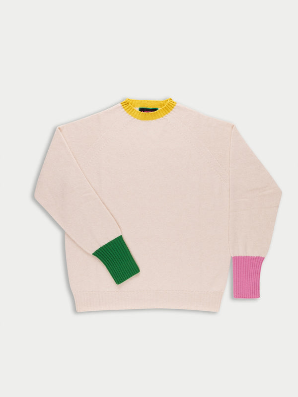 BRYAN Unisex Lambswool Sweater - Ecru / Green / Pink / Yellow