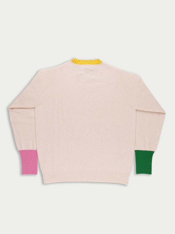 BRYAN Unisex Lambswool Sweater - Ecru / Green / Pink / Yellow