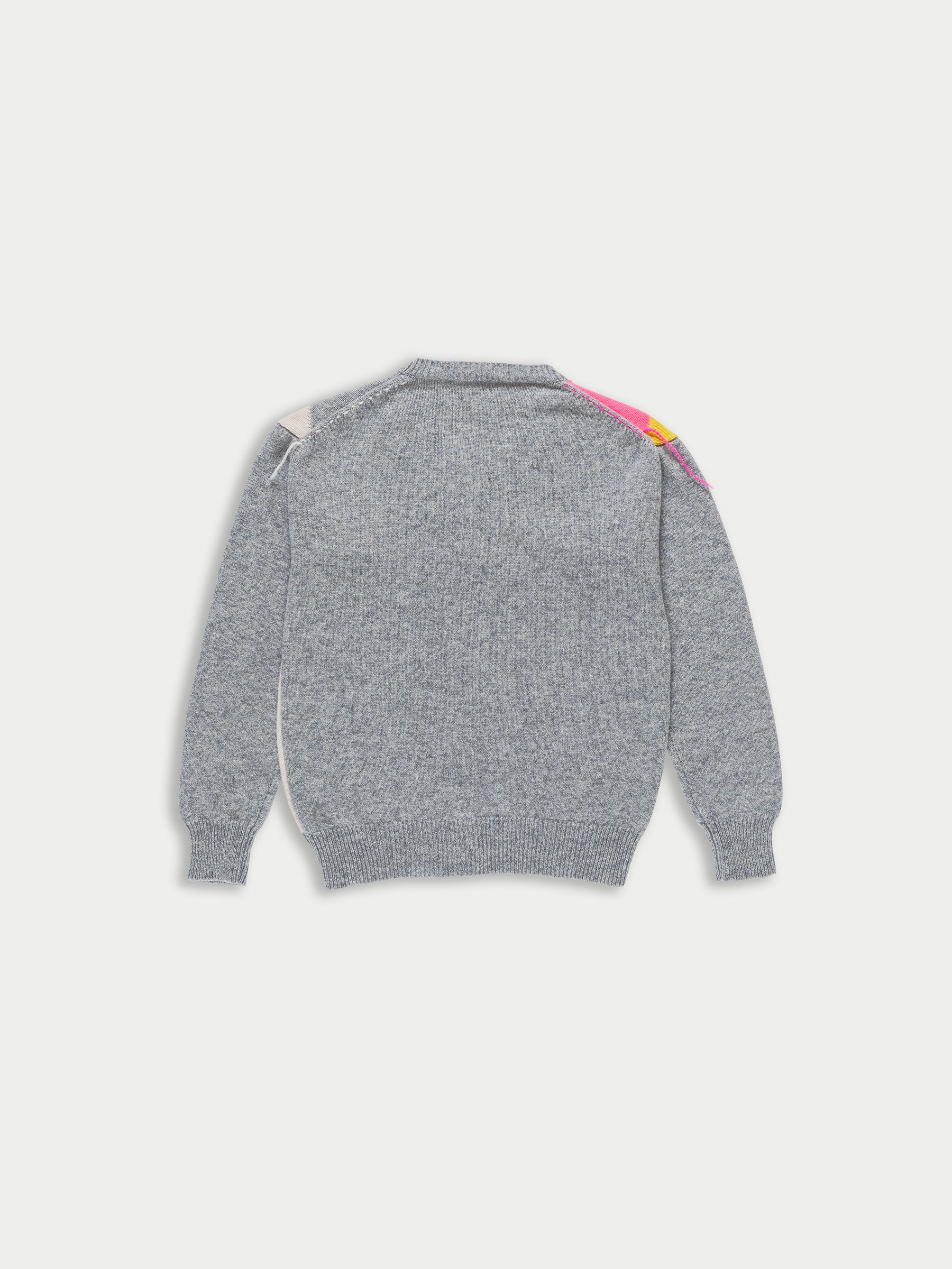 CYNTHIA Crew Neck Argyle Cardigan - Grey