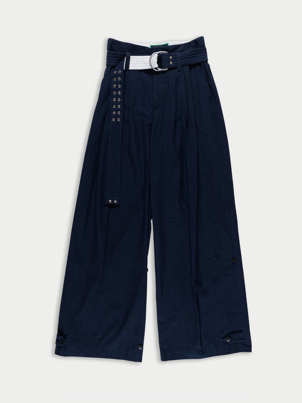 ANGIE Wide Leg Pleated Pant - Navy