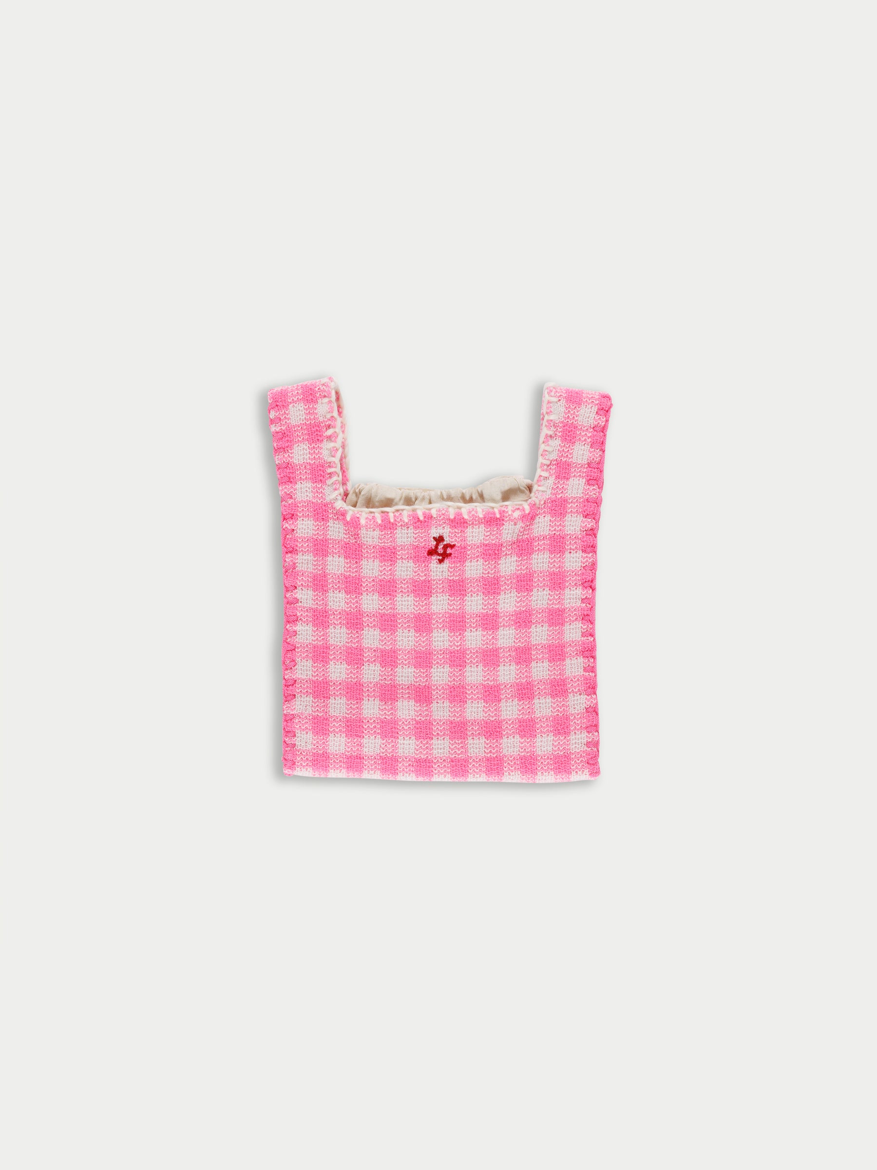 BEE Gingham Knitted Bag - Neon Pink