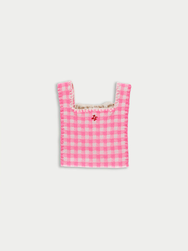 BEE Gingham Knitted Bag - Neon Pink