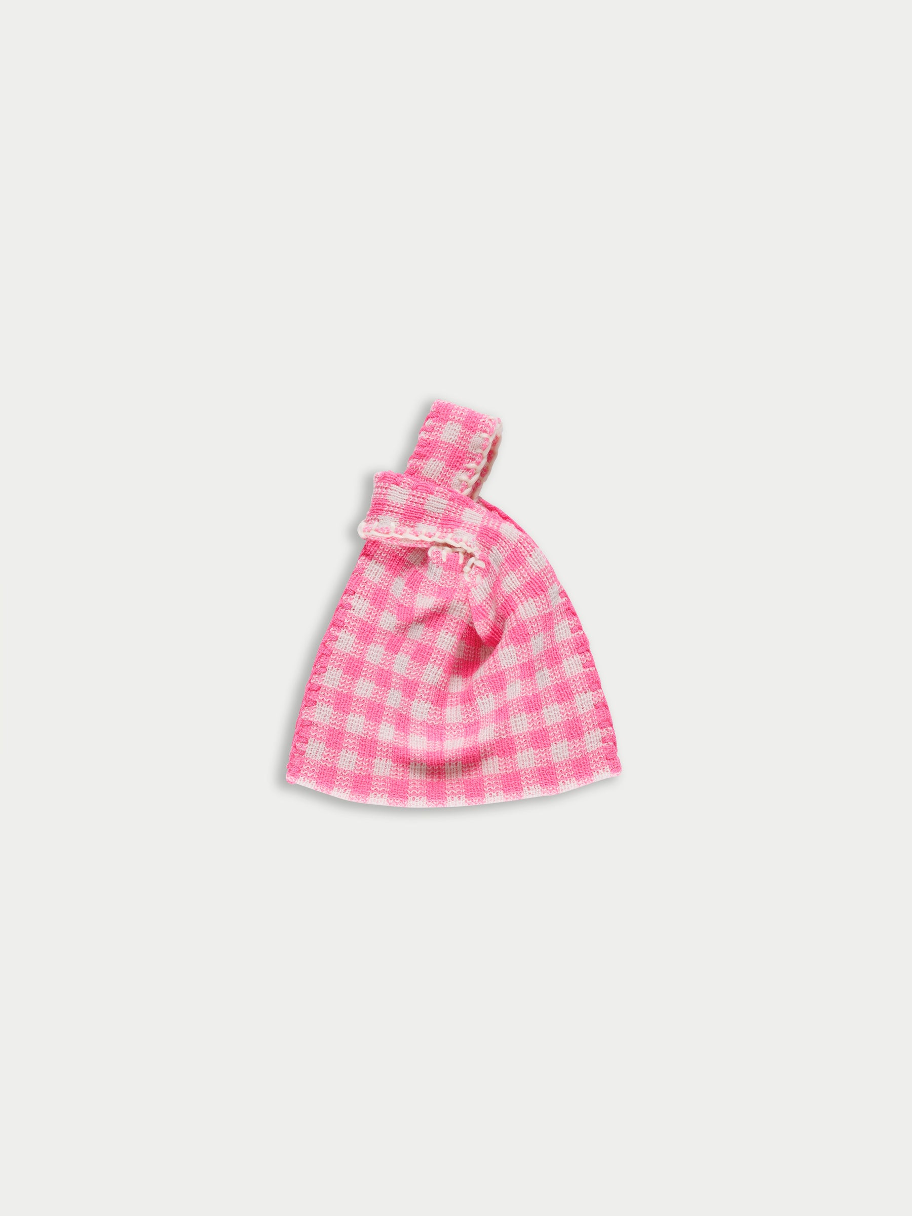 BEE Gingham Knitted Bag - Neon Pink