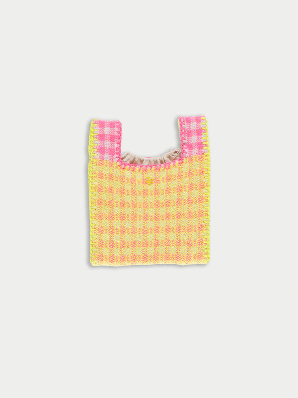 BEE Gingham Knitted Bag - Neon Yellow