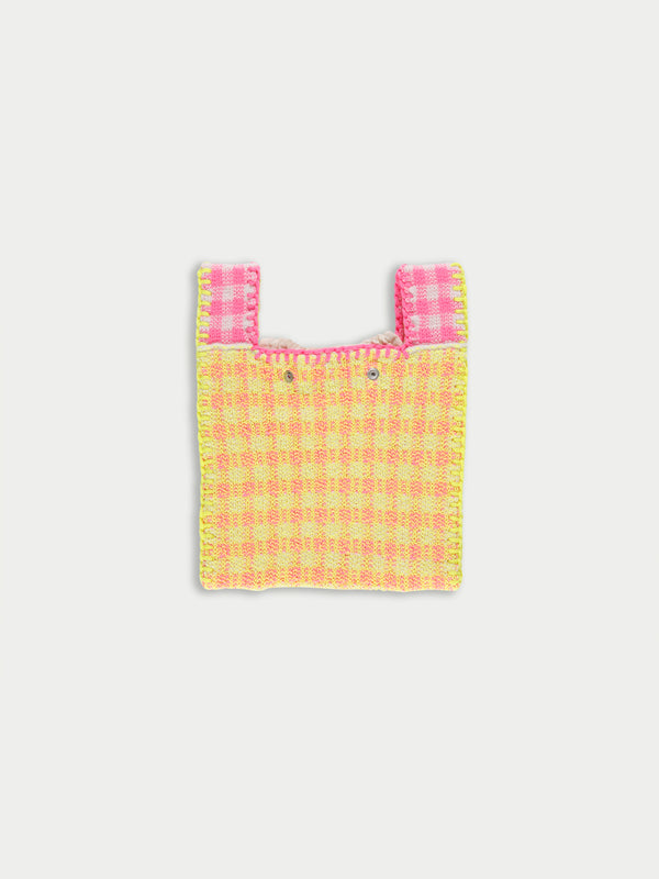 BEE Gingham Knitted Bag - Neon Yellow