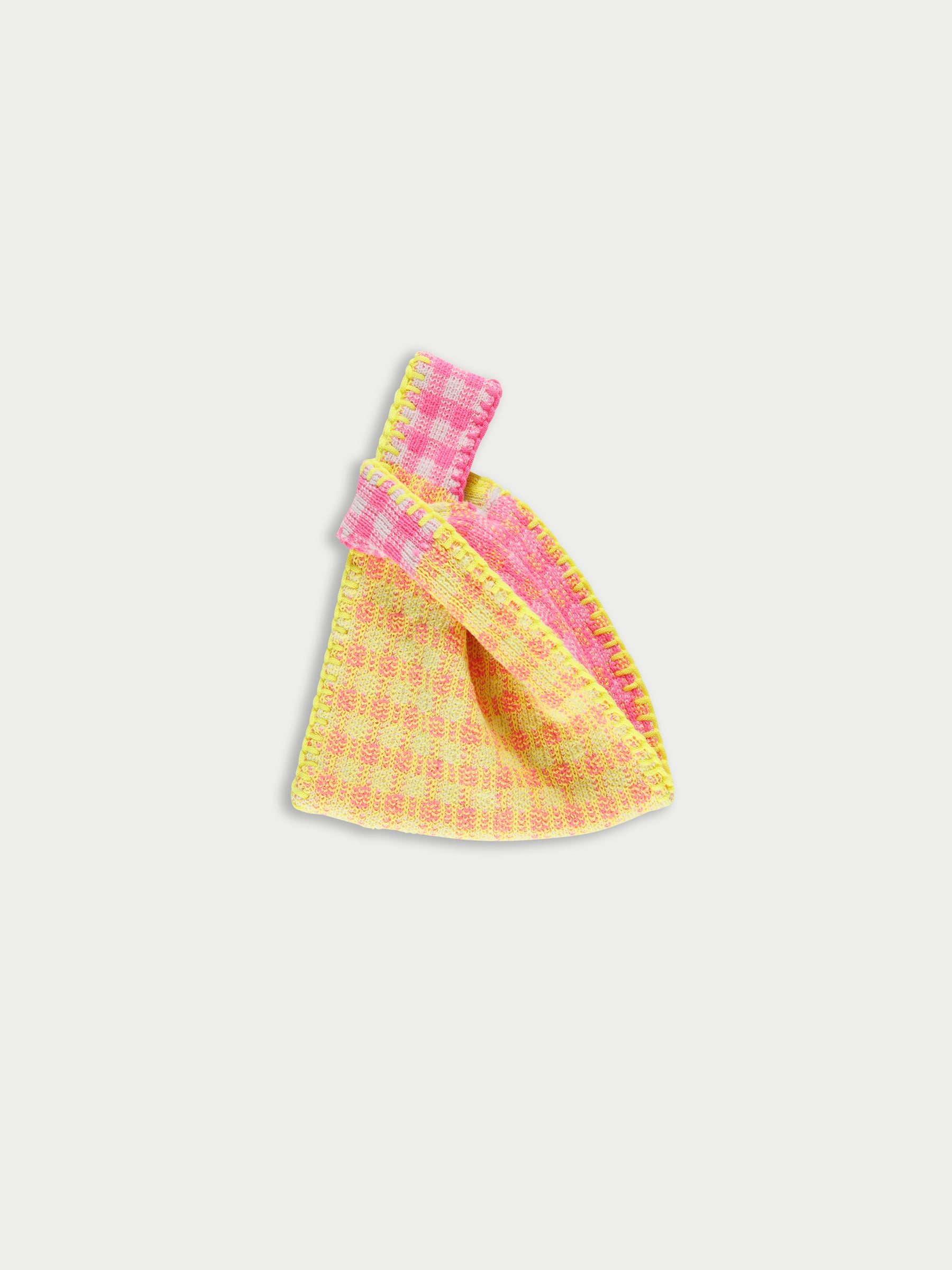 BEE Gingham Knitted Bag - Neon Yellow