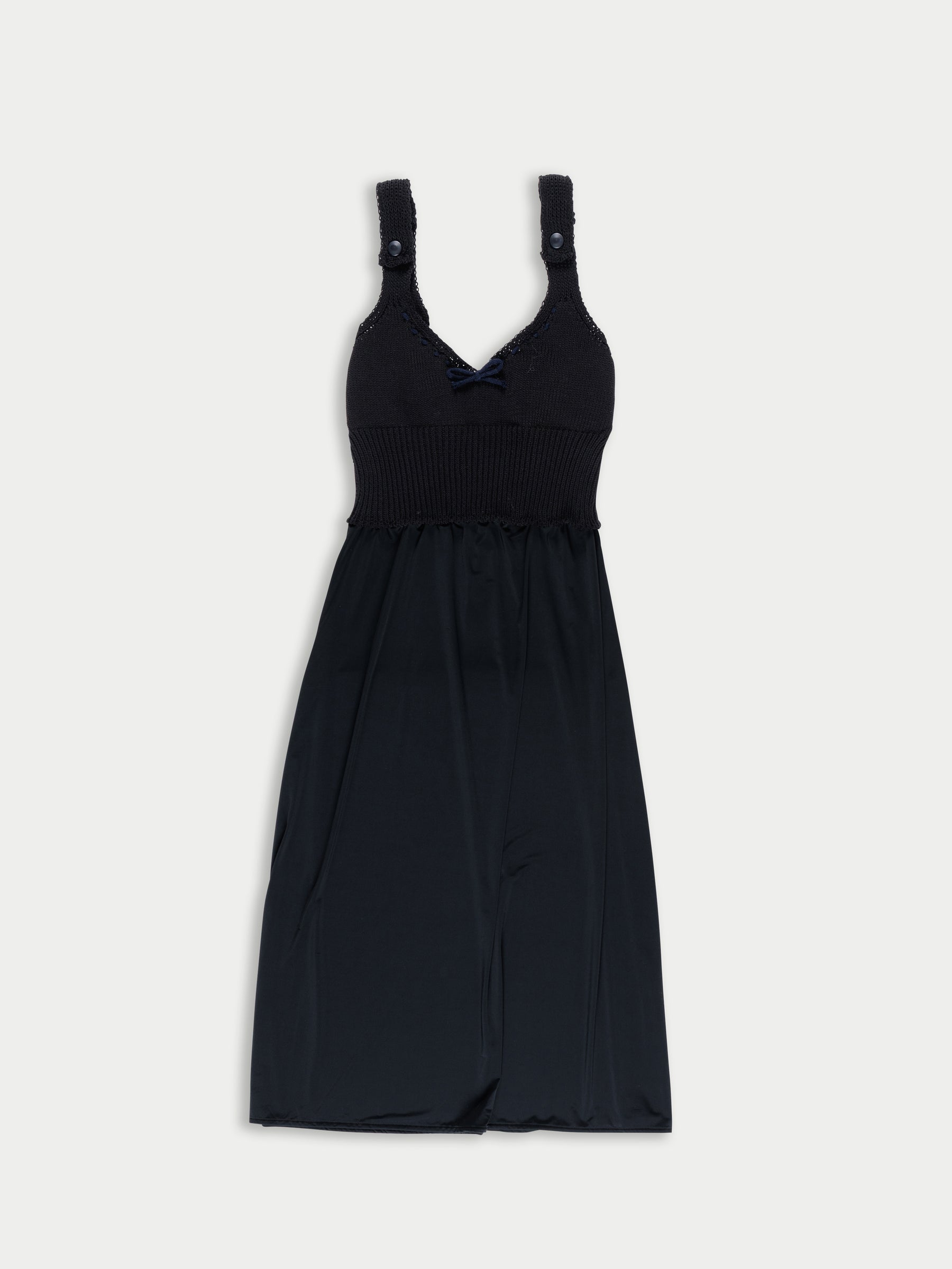 ELENI Slip Dress With Knitted Bralette - Black