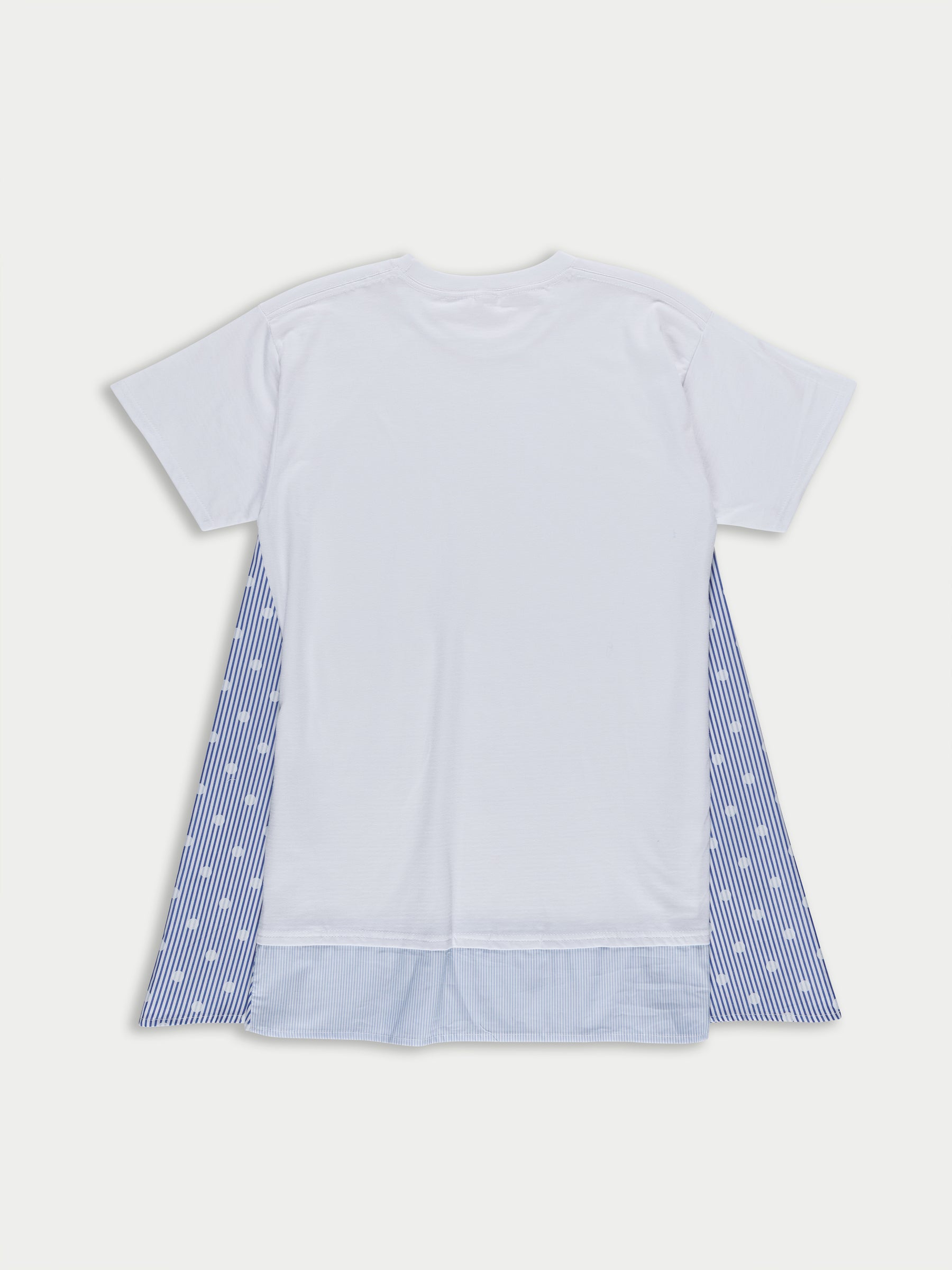 FLORENCE Short Sleeve T-shirt Dress - White / Blue Shirting