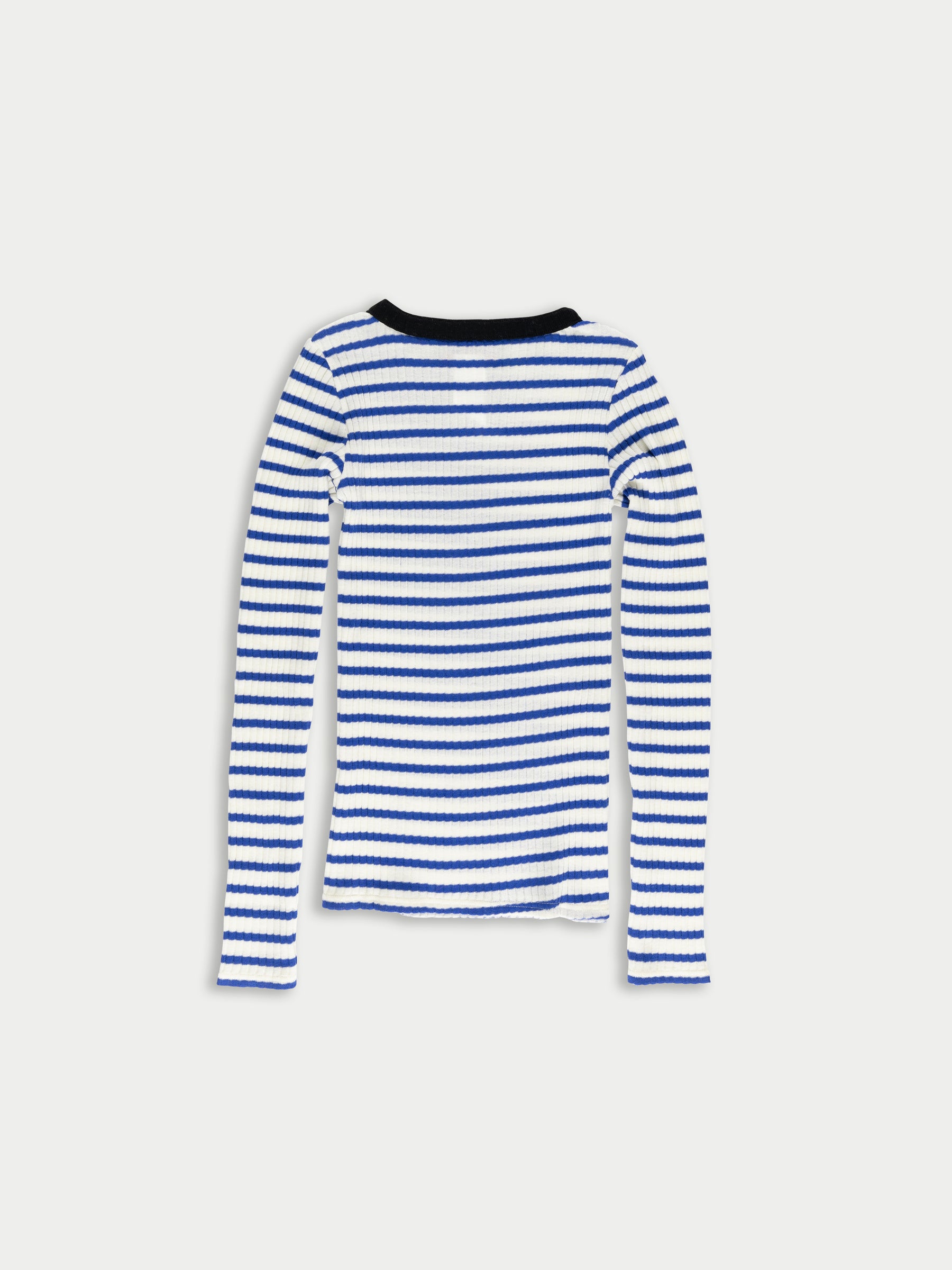 JACKIE RAYE Fine Weight Ribbed Top - Ecru / Blue / Black
