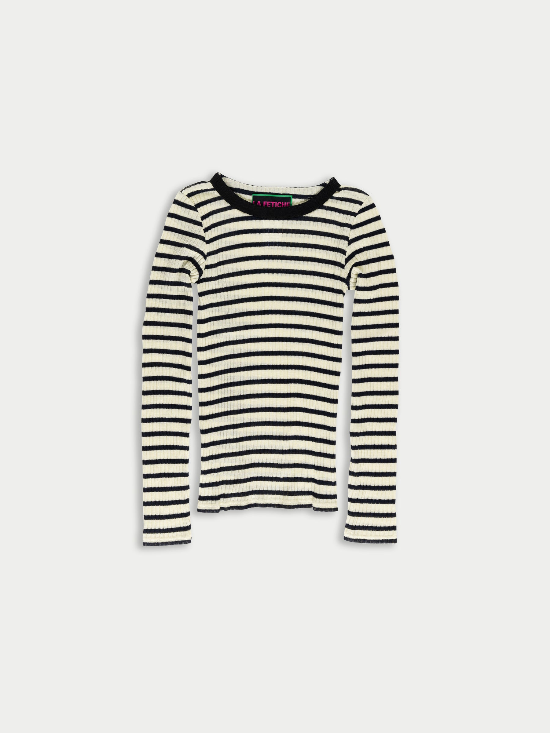 JACKIE RAYE Fine Weight Ribbed Top - Ecru / Navy / Black