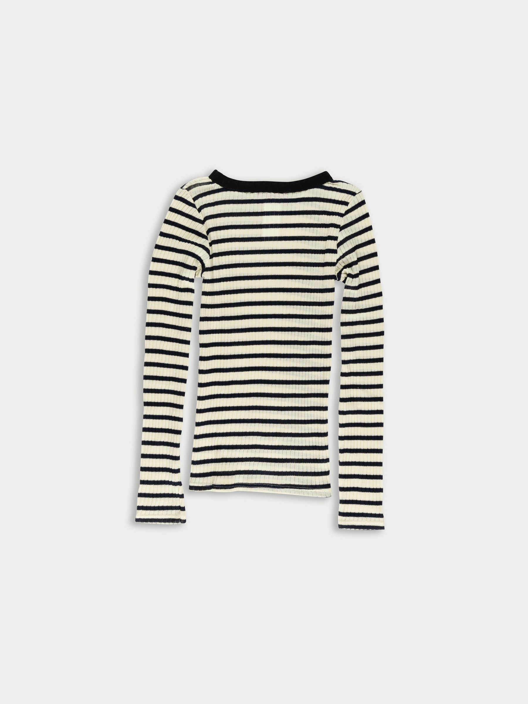 JACKIE RAYE Fine Weight Ribbed Top - Ecru / Navy / Black