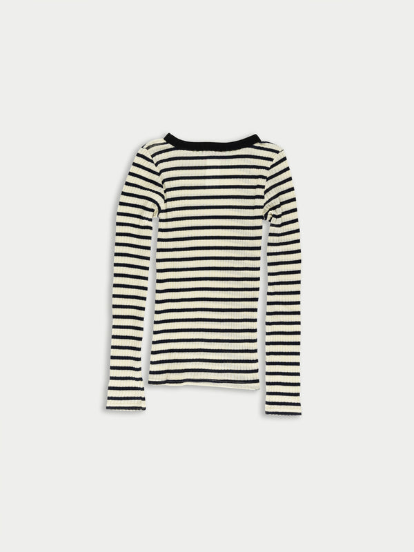 JACKIE RAYE Fine Weight Ribbed Top - Ecru / Navy / Black