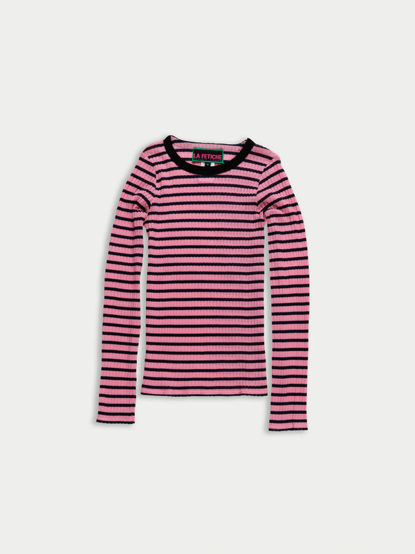 JACKIE RAYE Fine Weight Ribbed Top - Pink / Navy / Black