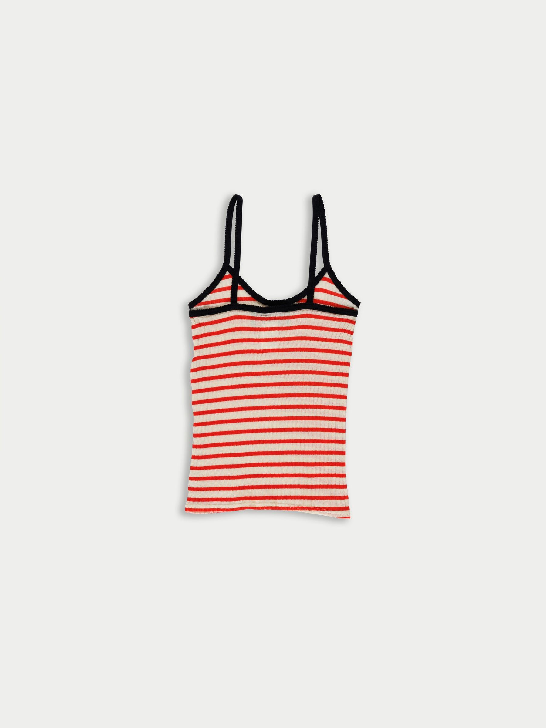 JADE Striped Fine Weight Ribbed Cami Top - Ecru / Red / Black