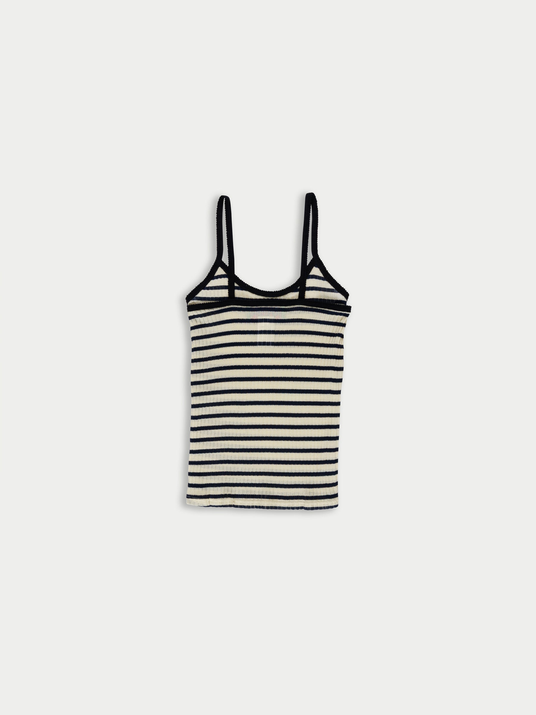 JADE Striped Fine Weight Ribbed Cami Top - Ecru / Navy / Black