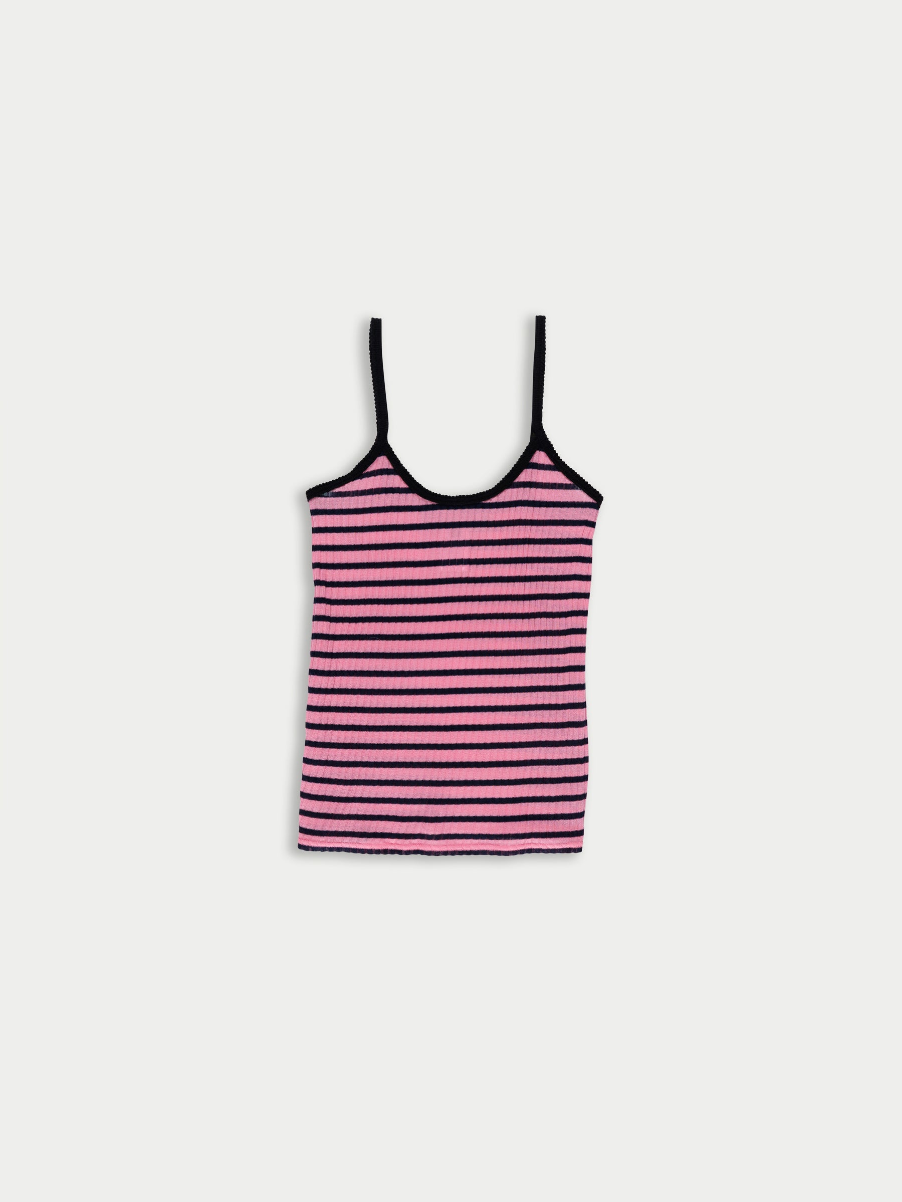 JADE Striped Fine Weight Ribbed Cami Top - Pink / Navy / Black