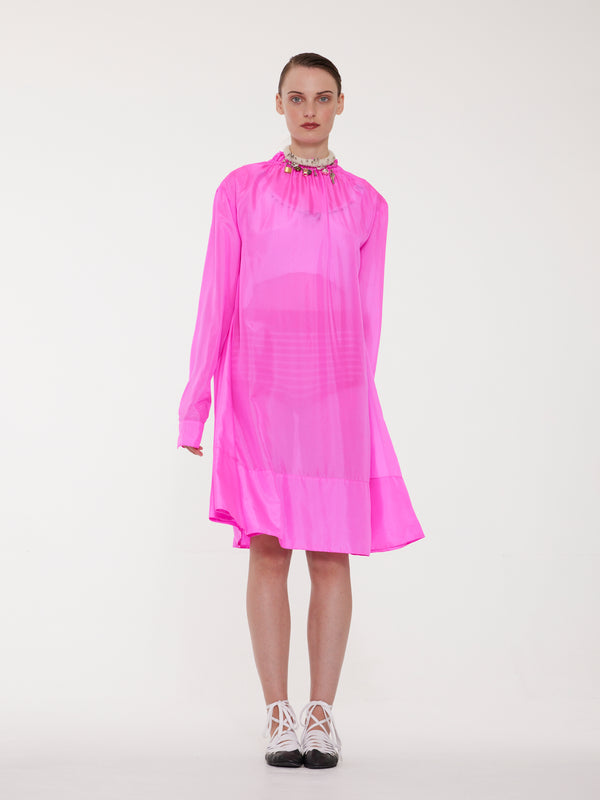 JILL Silk Dress - Neon Pink