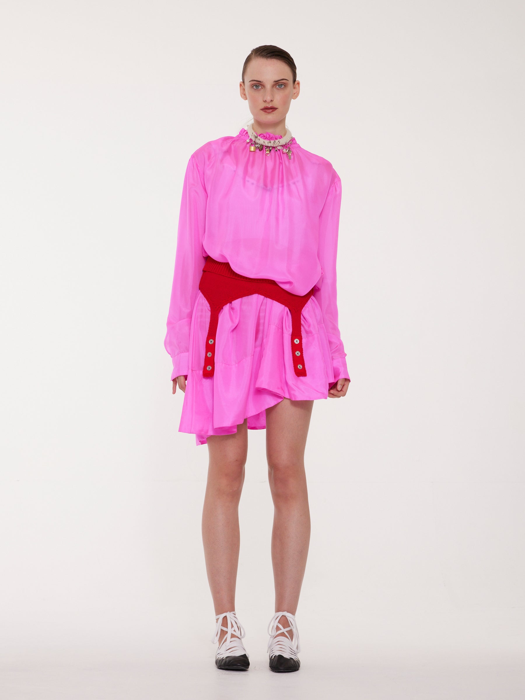 JILL Silk Dress - Neon Pink