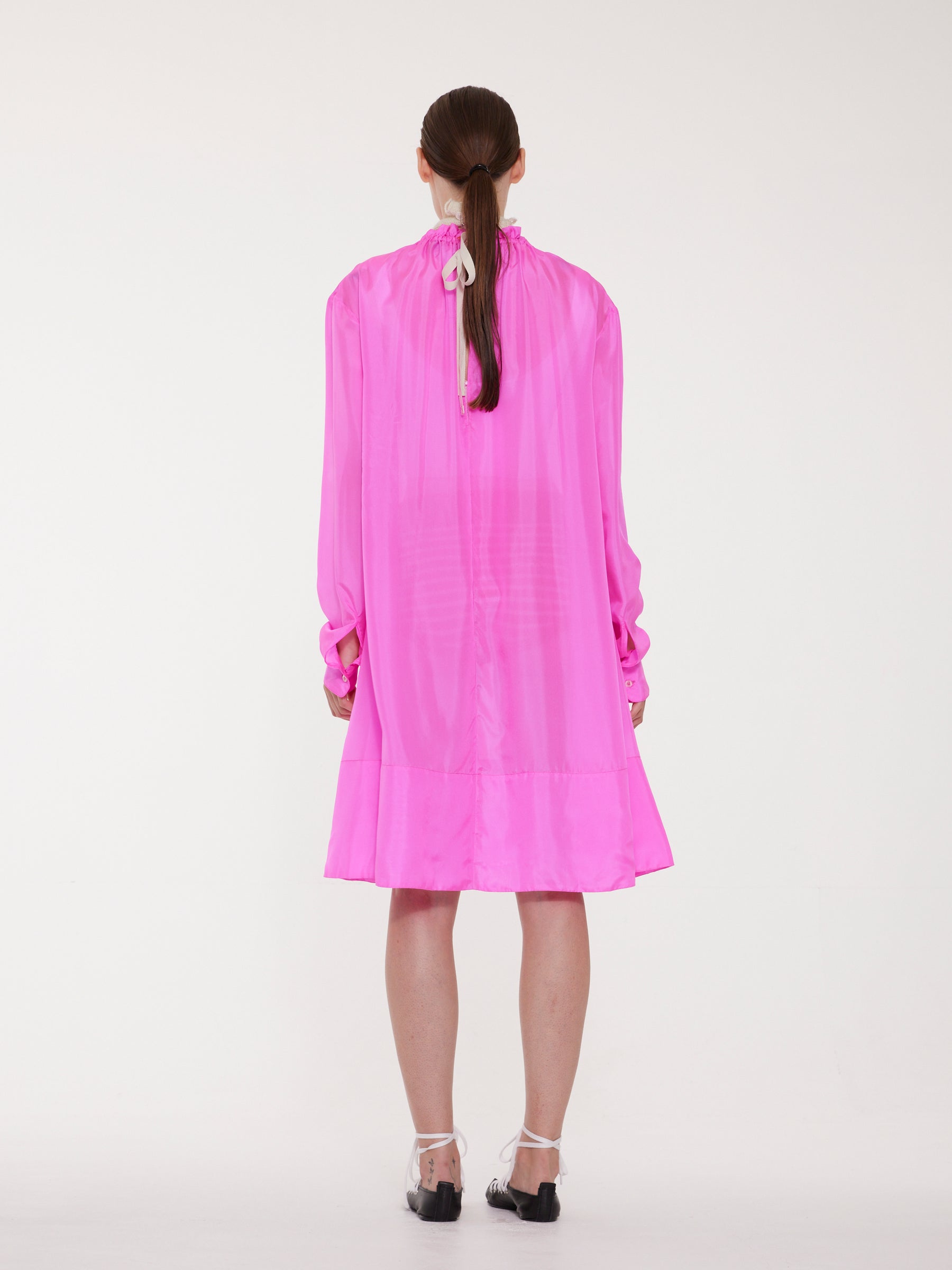 JILL Silk Dress - Neon Pink