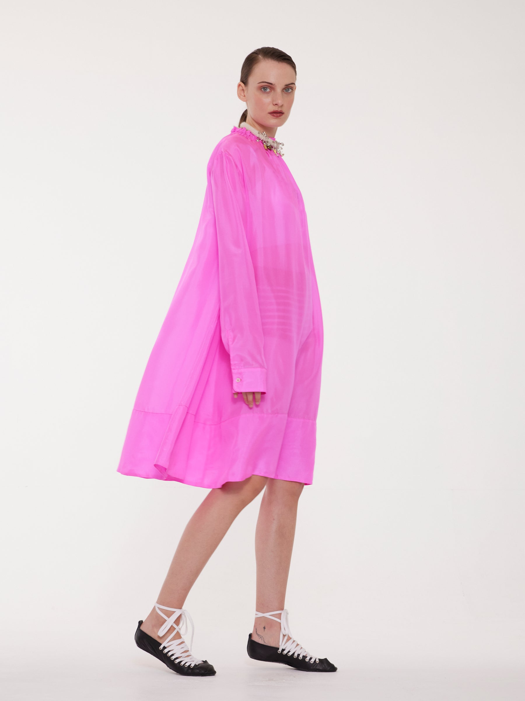 JILL Silk Dress - Neon Pink