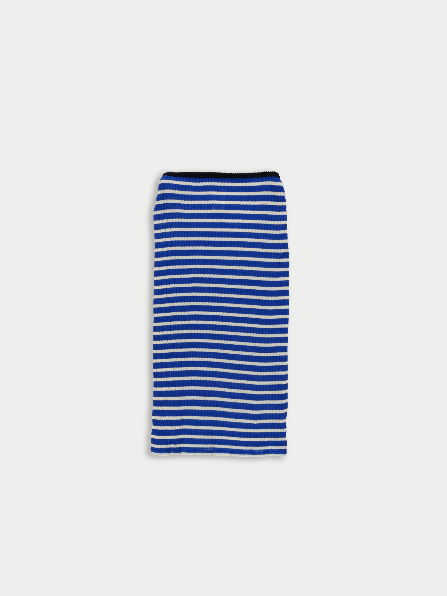 JULIE Ribbed Tube Skirt - Blue / Ecru