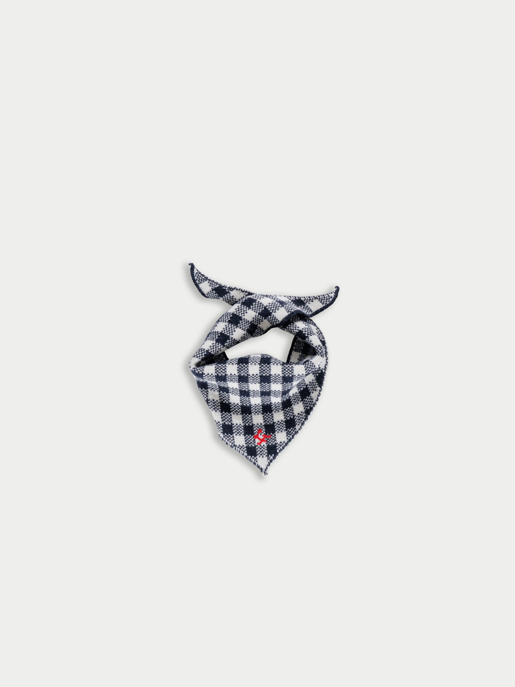 LIVA Gingham Knitted Scarf - Navy / White