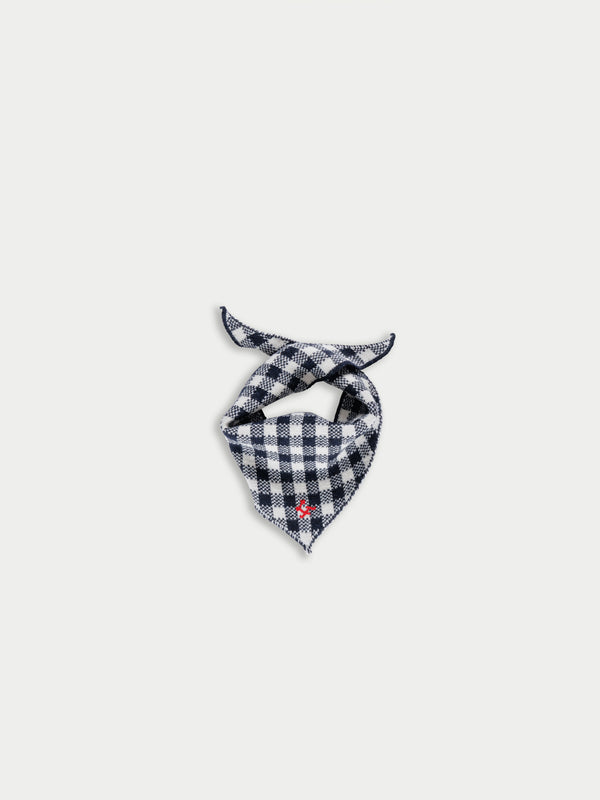LIVA Gingham Knitted Scarf - Navy / White