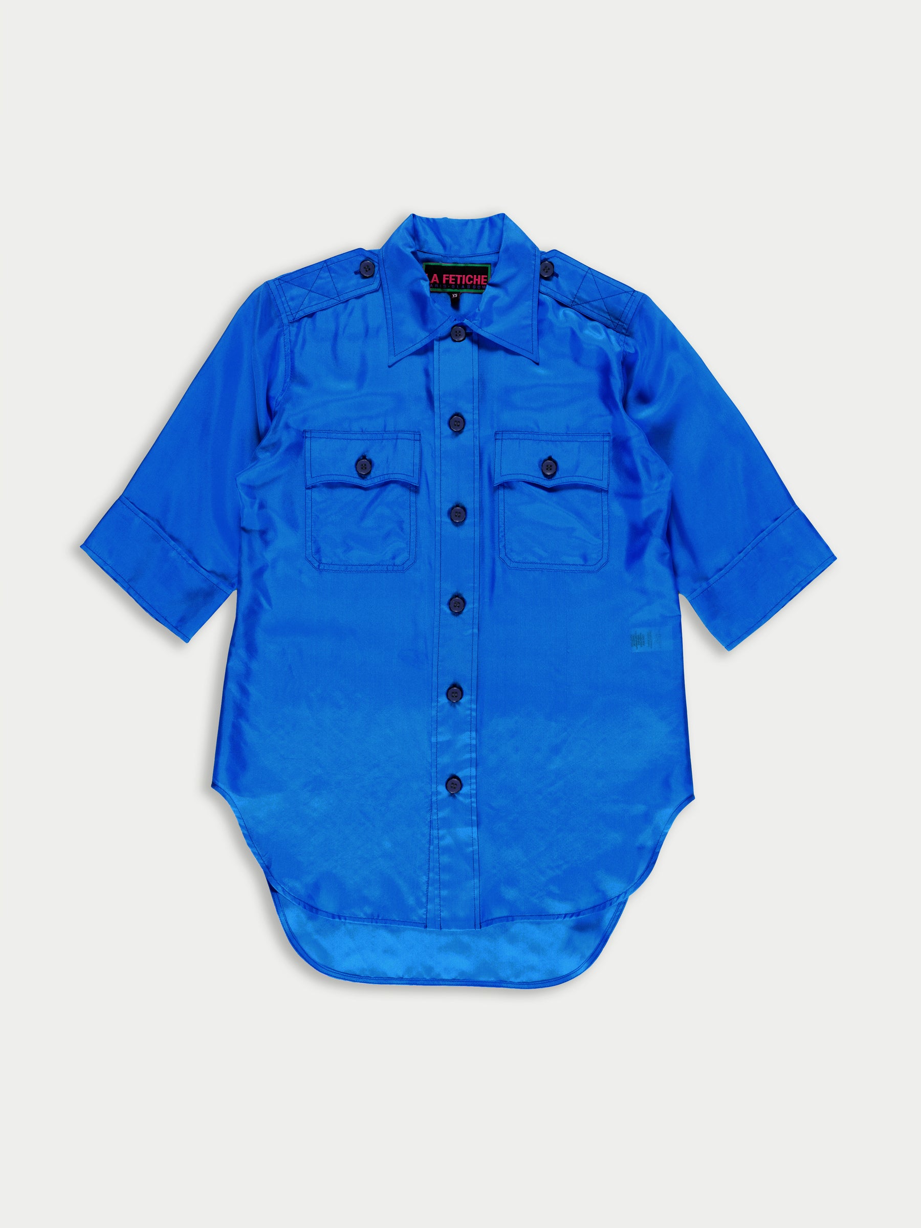 ALICE Silk Utility Shirt - Electric Blue