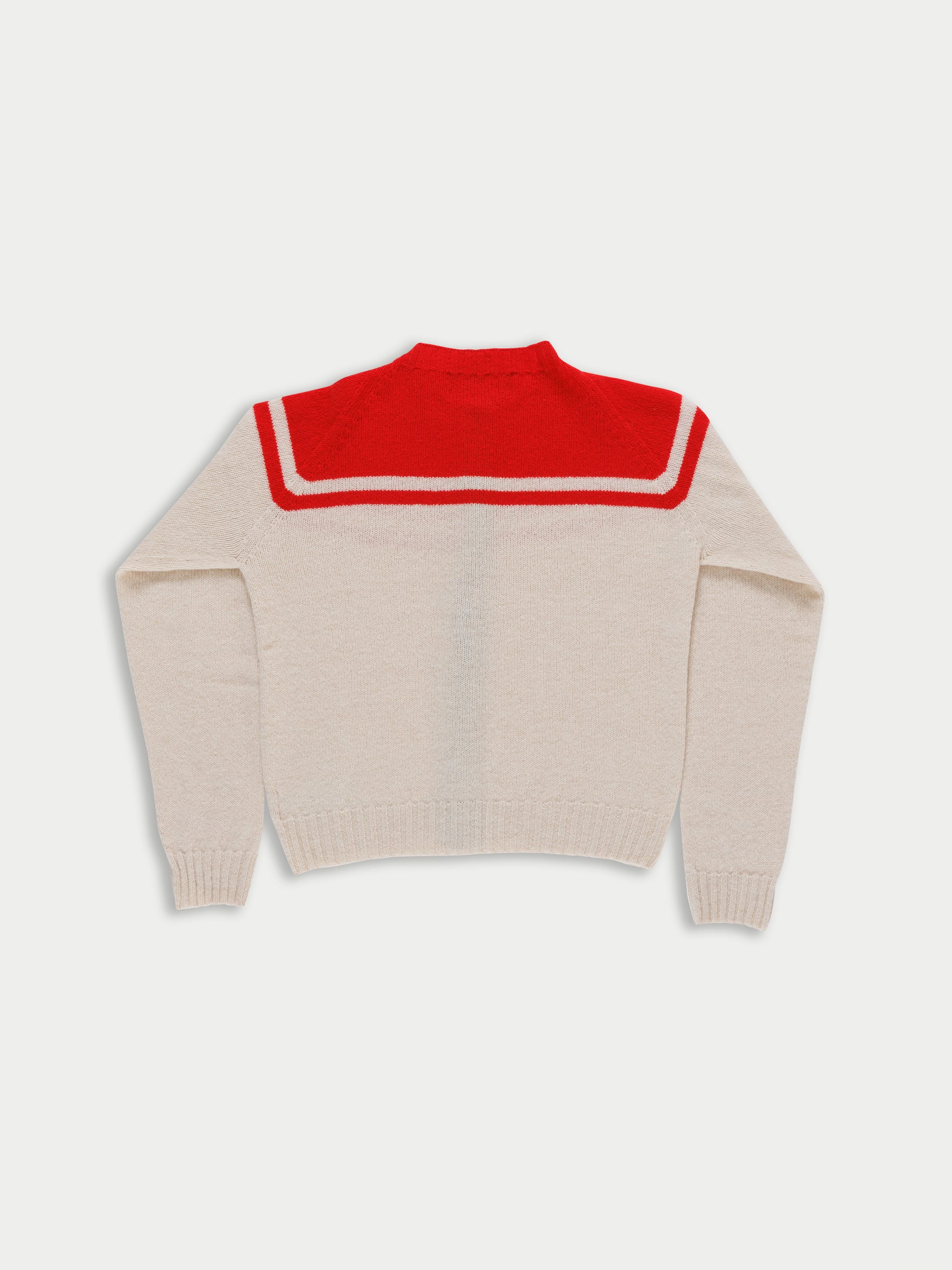 MAAR Crew Neck Cardigan - Ecru / Red