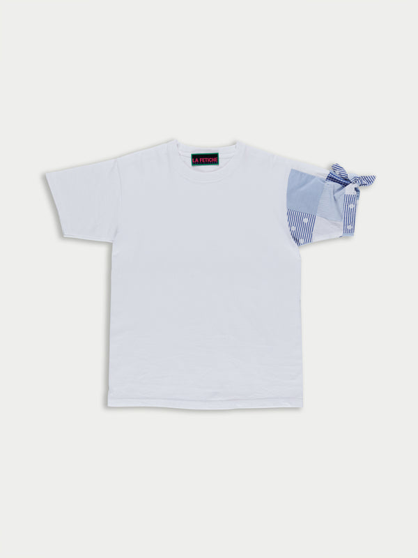 MINNIE Short Sleeve T-shirt - White / Blue Shirting