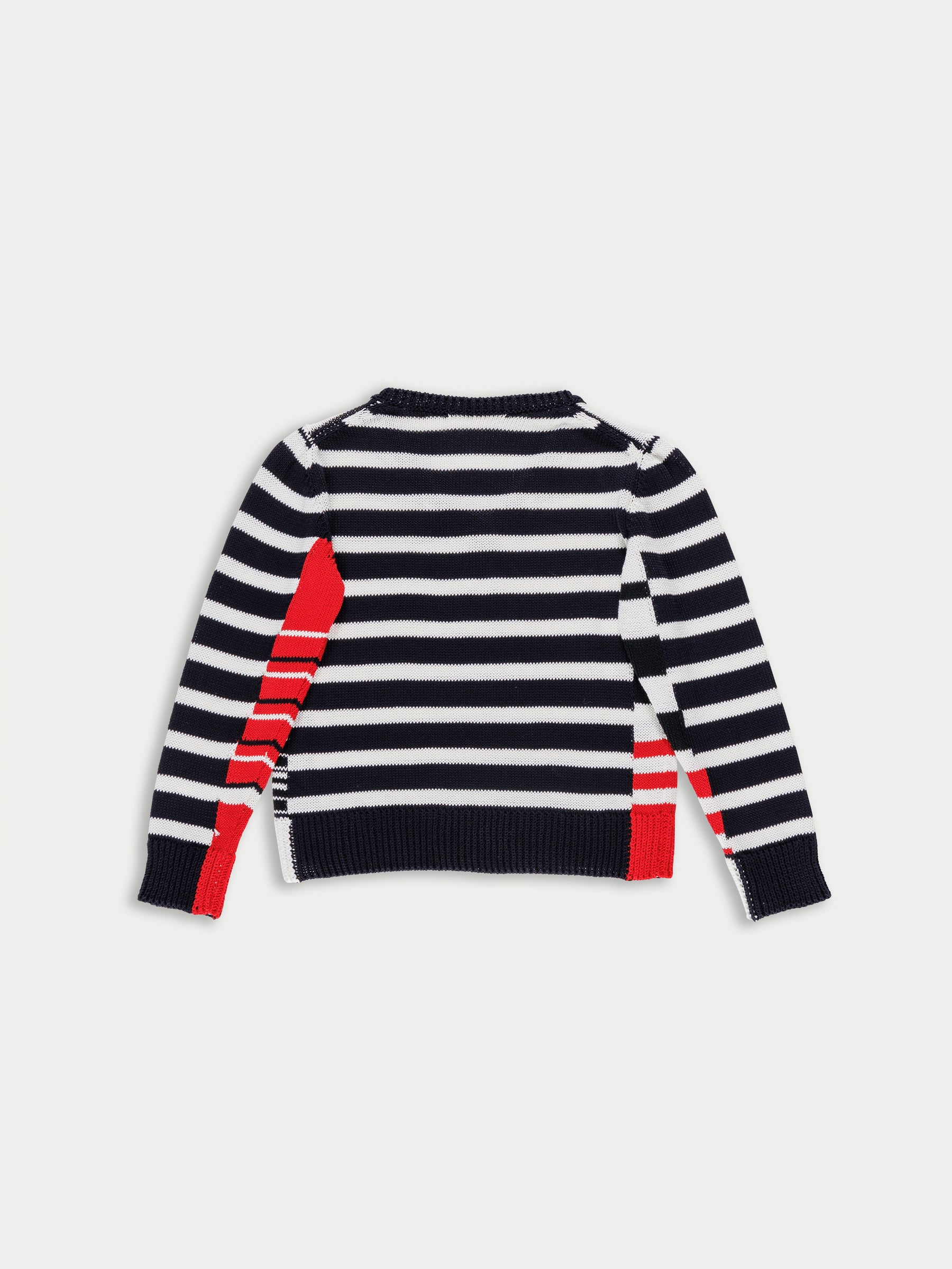 MITZI V-neck Colour Block Striped Sweater - Navy / White / Red / Black