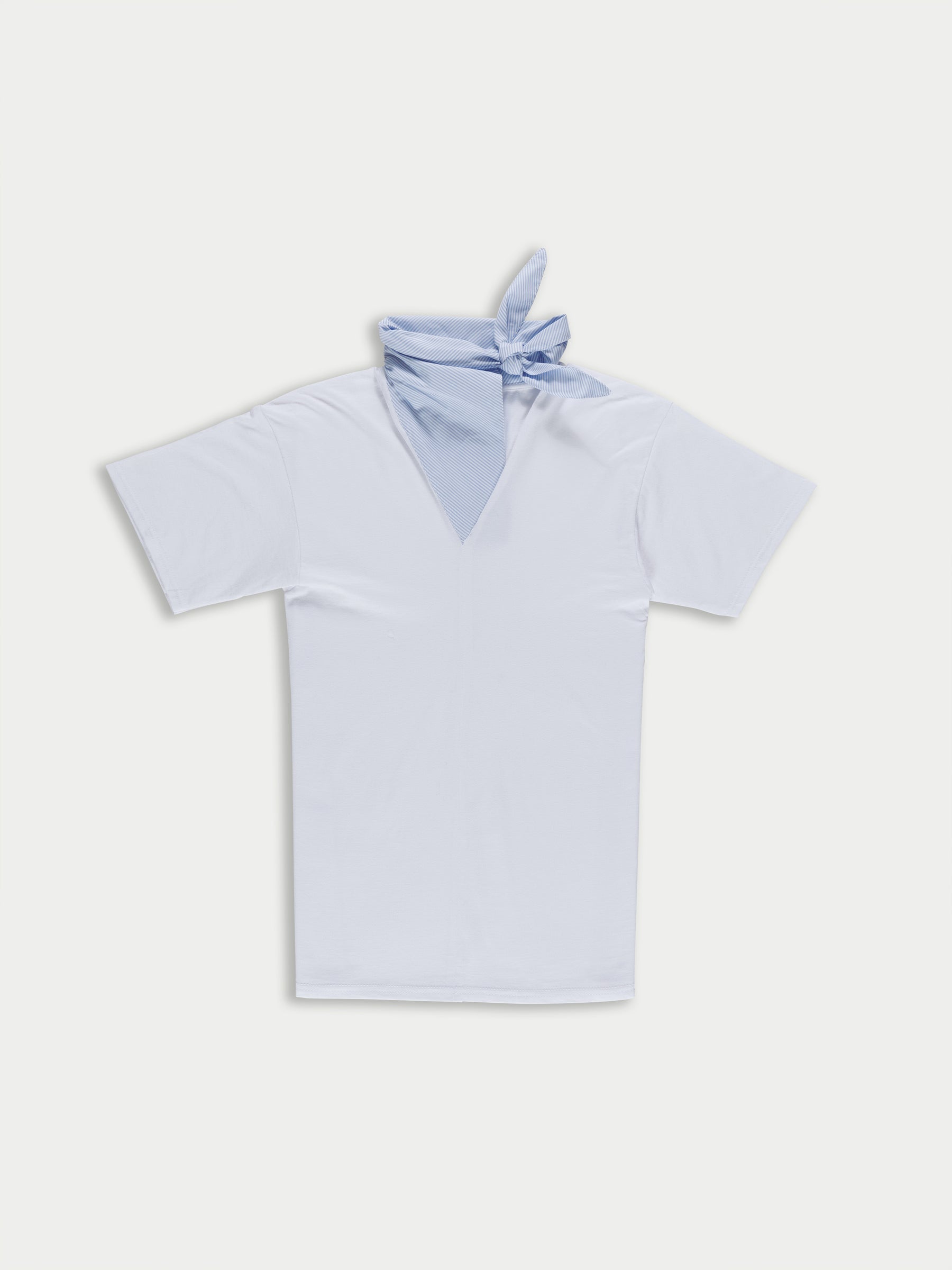 NELLY Short Sleeve T-shirt - White / Blue Shirting