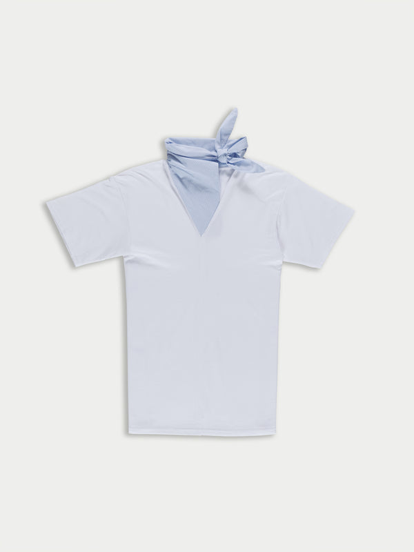 NELLY Short Sleeve T-shirt - White / Blue Shirting